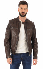 Men Genuine Leather Jacket MJ 63