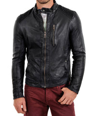 Men Lambskin Genuine Leather Jacket MJ 64