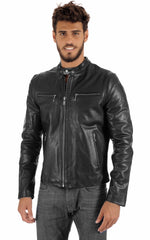 Men Genuine Leather Jacket MJ 66