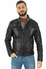 Men Genuine Leather Jacket MJ 69