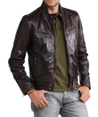 Men Lambskin Genuine Leather Jacket MJ 69