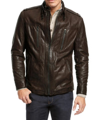 Men Lambskin Genuine Leather Jacket MJ 72