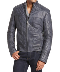 Men Lambskin Genuine Leather Jacket MJ 74