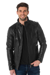 Men Genuine Leather Jacket MJ 74