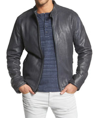 Men Lambskin Genuine Leather Jacket MJ 75