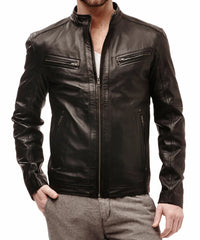 Men Lambskin Genuine Leather Jacket MJ 82