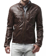 Men Lambskin Genuine Leather Jacket MJ 83