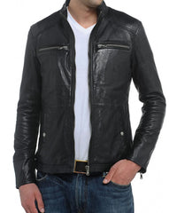 Men Lambskin Genuine Leather Jacket MJ 94