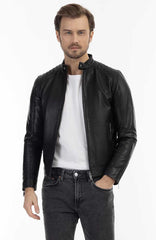 Men Genuine Leather Jacket MJ143