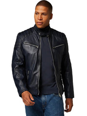 Men Genuine Leather Jacket MJ147