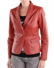 Women Genuine Leather Blazer Coat WB 08