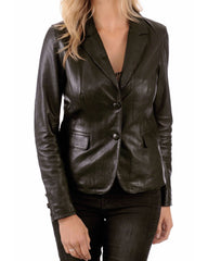 Women Genuine Leather Blazer Coat WB 14