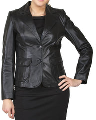Women Genuine Leather Blazer Coat WB 18