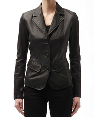 Women Genuine Leather Blazer Coat WB 23