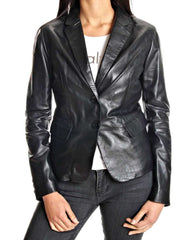 Women Genuine Leather Blazer Coat WB 28