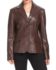 Women Genuine Leather Blazer Coat WB 32