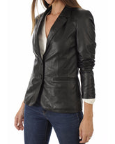 Women Genuine Leather Blazer Coat WB 34