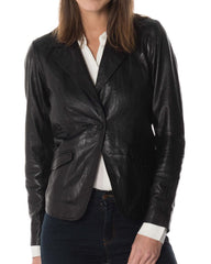 Women Genuine Leather Blazer Coat WB 44