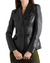 Women Genuine Leather Blazer Coat WB 54