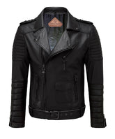 Men Leather Motorcycle Jacket Black SkinOutfit