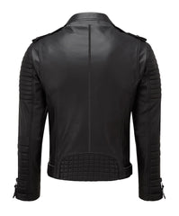 Men Leather Motorcycle Jacket Black SkinOutfit