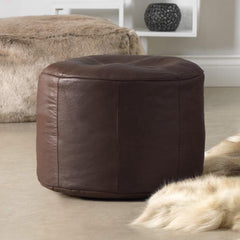 Genuine Cowhide Leather Ottoman Pouf Footrest Brown freeshipping - SkinOutfit