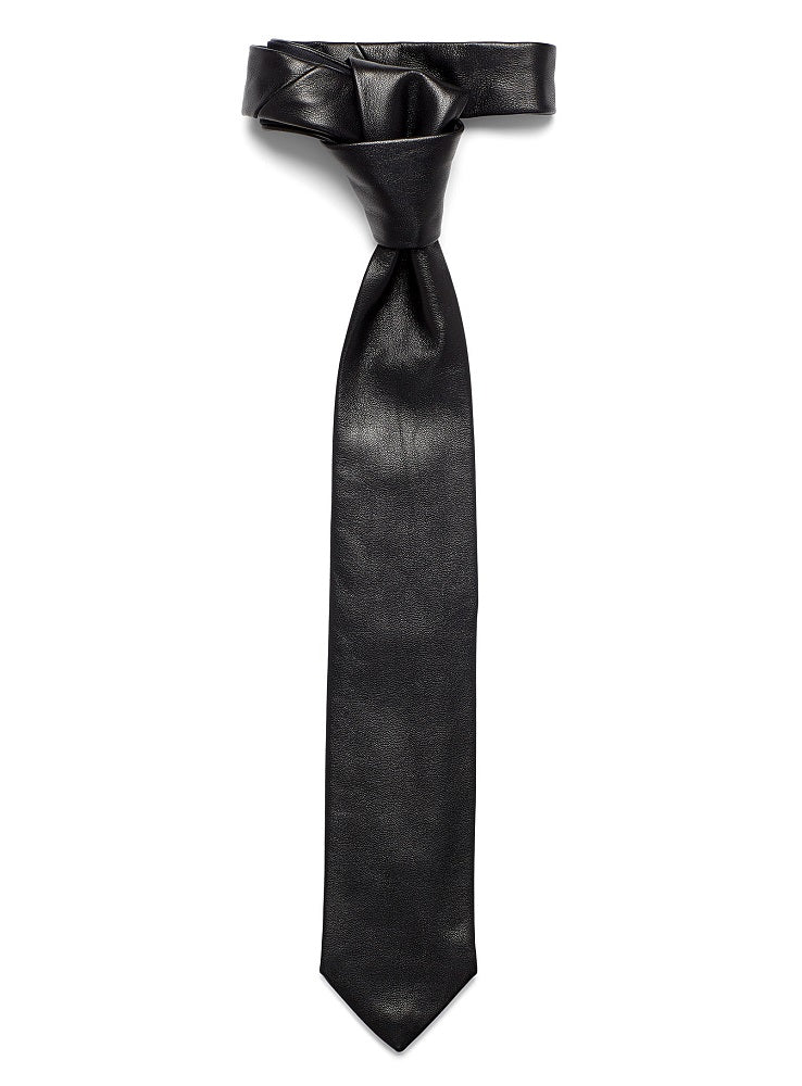 Lambskin Genuine Leather Tie Black - SkinOutfit