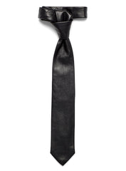 Lambskin Genuine Leather Tie Black - SkinOutfit
