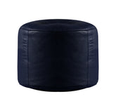 Genuine Cowhide Leather Ottoman Pouf Footrest Blue - SkinOutfit