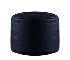 Genuine Cowhide Leather Ottoman Pouf Footrest Blue - SkinOutfit