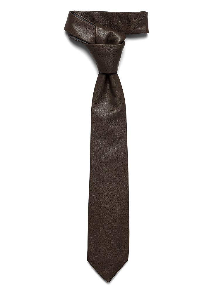 Lambskin Genuine Leather Tie Brown SkinOutfit
