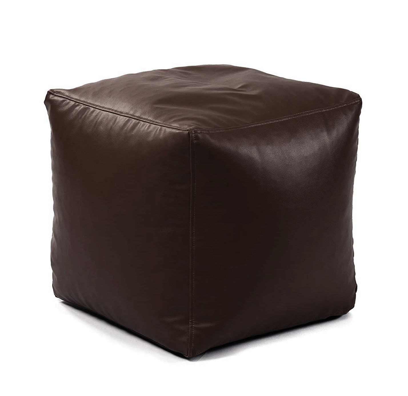 Genuine Cowhide Leather Square Ottoman Pouf Footrest Brown - SkinOutfit