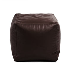 Genuine Cowhide Leather Square Ottoman Pouf Footrest Brown - SkinOutfit