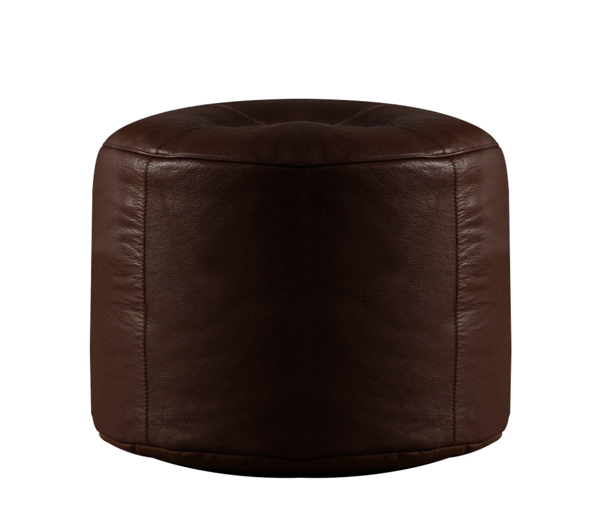 Genuine Cowhide Leather Ottoman Pouf Footrest Brown freeshipping - SkinOutfit