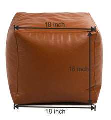 Genuine Cowhide Leather Square Ottoman Pouf Footrest Blue SkinOutfit