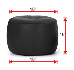 Genuine Cowhide Leather Ottoman Pouf Footrest Grey - SkinOutfit
