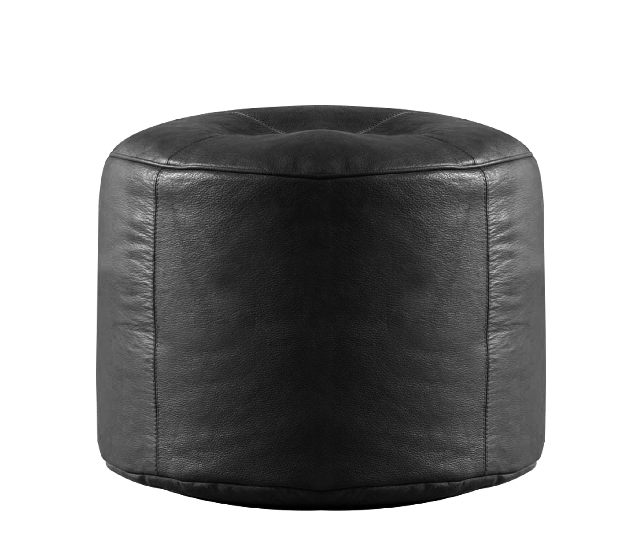 Genuine Cowhide Leather Ottoman Pouf Footrest Grey - SkinOutfit