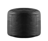 Genuine Cowhide Leather Ottoman Pouf Footrest Grey - SkinOutfit