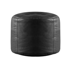 Genuine Cowhide Leather Ottoman Pouf Footrest Grey - SkinOutfit