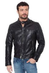 Men Genuine Leather Jacket MJ101 freeshipping - SkinOutfit