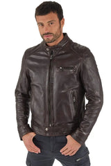 Men Genuine Leather Jacket MJ119 freeshipping - SkinOutfit