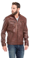 Men Genuine Leather Jacket MJ150 freeshipping - SkinOutfit