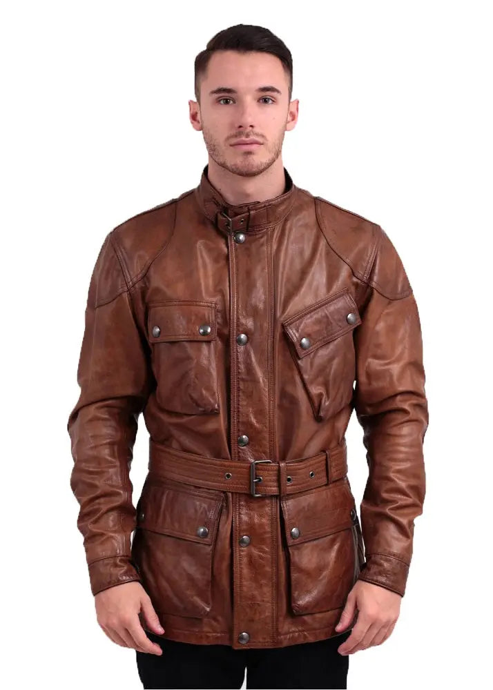 Men Genuine Turner Leather Jacket 04 freeshipping - SkinOutfit