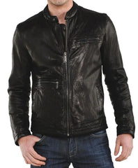 Men Lambskin Genuine Leather Jacket MJ195 freeshipping - SkinOutfit