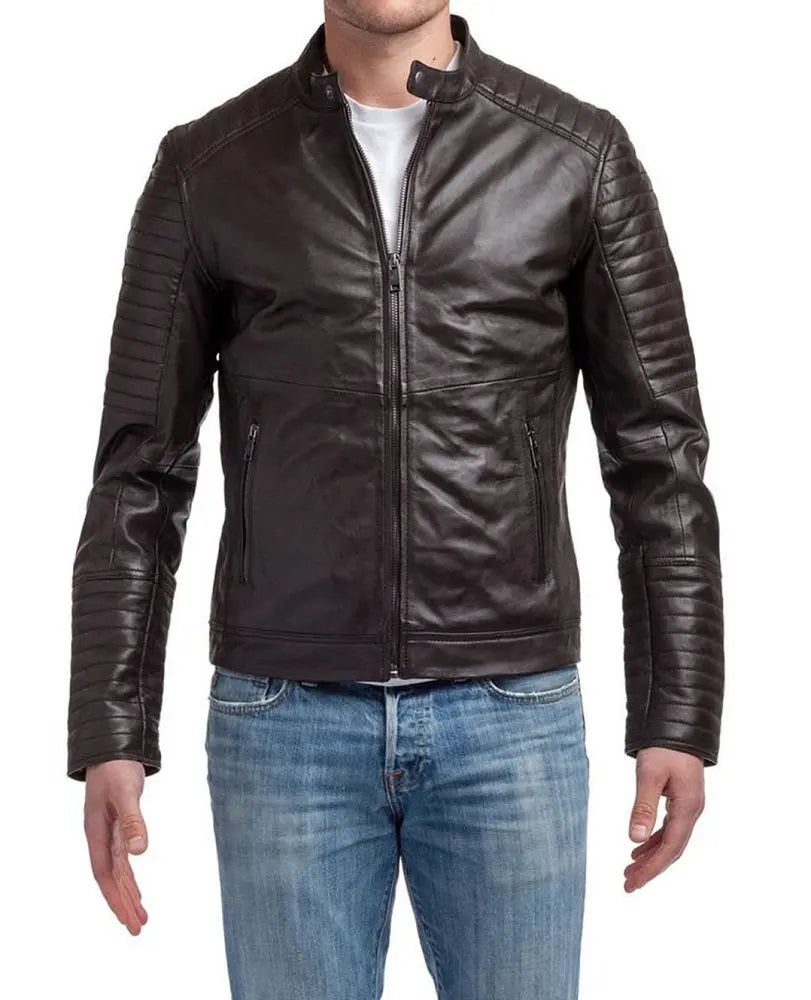 Men Lambskin Genuine Leather Jacket MJ310 freeshipping - SkinOutfit