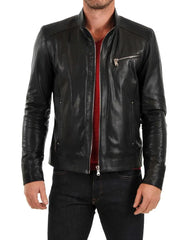 Men Lambskin Genuine Leather Jacket MJ323 freeshipping - SkinOutfit