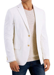 Men's Corduroy Sport Coat Blazer Jacket White SkinOutfit
