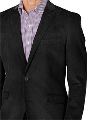 Men's Corduroy Sport Coat Blazer Jacket Black SkinOutfit