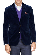 Men's Corduroy Sport Coat Blazer Jacket Blue SkinOutfit