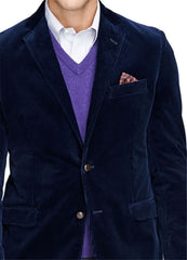Men's Corduroy Sport Coat Blazer Jacket Blue SkinOutfit
